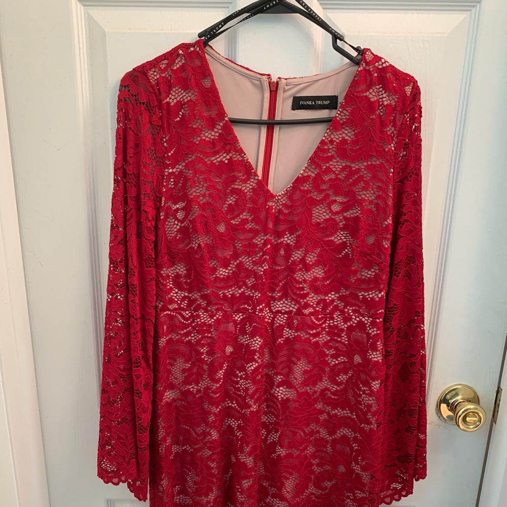 Maroon lace netting dress size 6